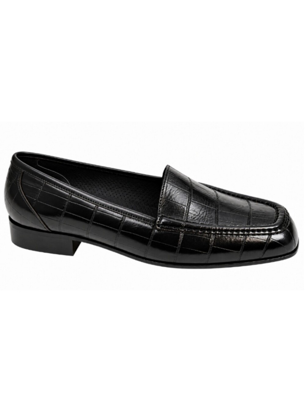 Vintage AMALFI Italy Black Croc Loafers 6 90s Minimalist Corpcore Quiet Luxury